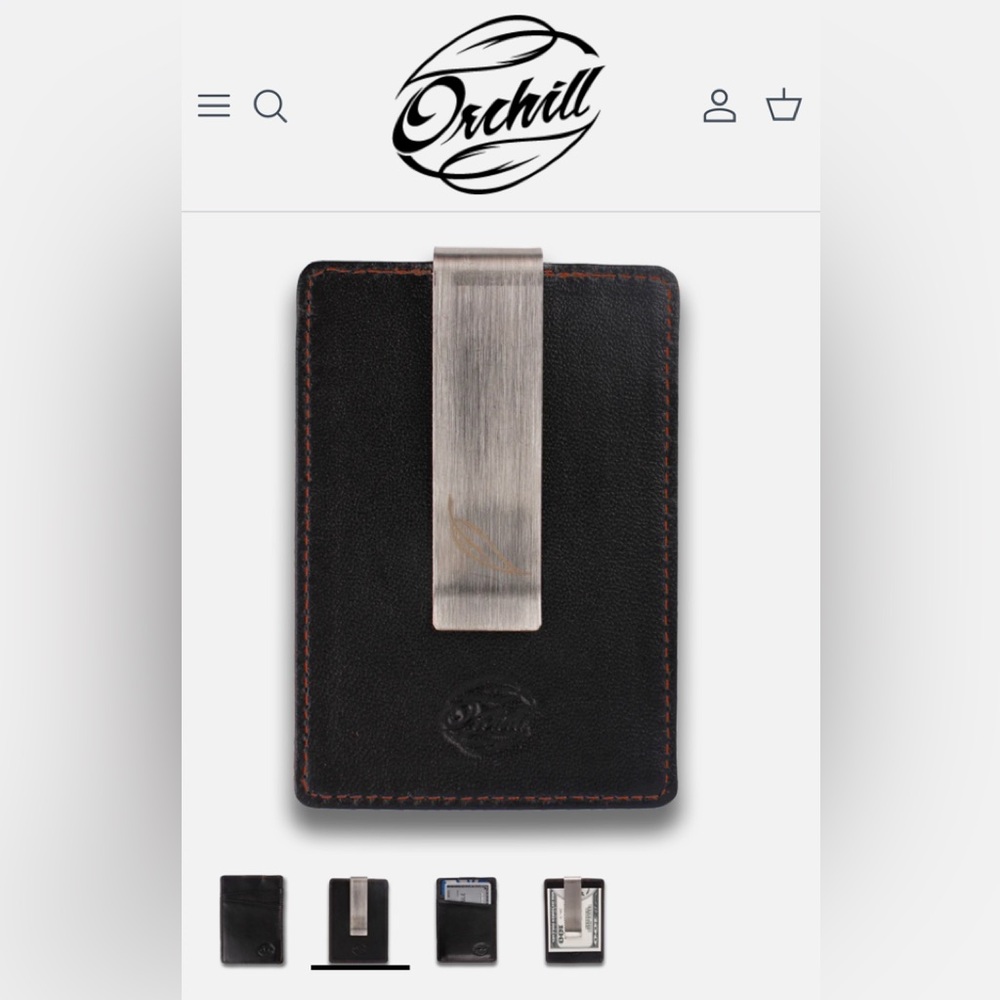 NIB - Orchill Boreal Black Leather Cardholder/Moneyclip - Picture 2 of 5